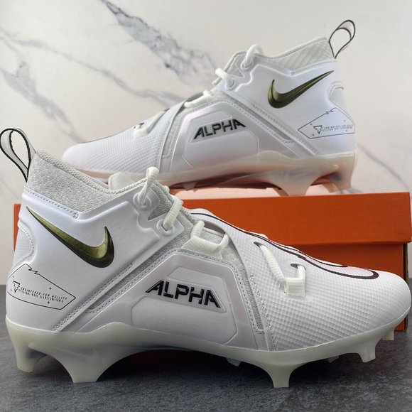 Nike Football Cleats Size 10.5 Mens Alpha Menace Pro 3 White Black For Agility